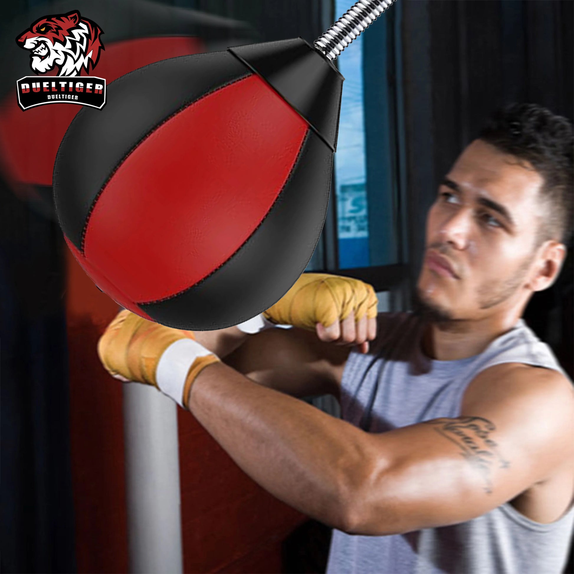 No Drilling Boxing Speed Bag with Strong Suction Cup, Wall-Mount Punching Bag & Reflex Ball for Home Gym Fitness & Workouts