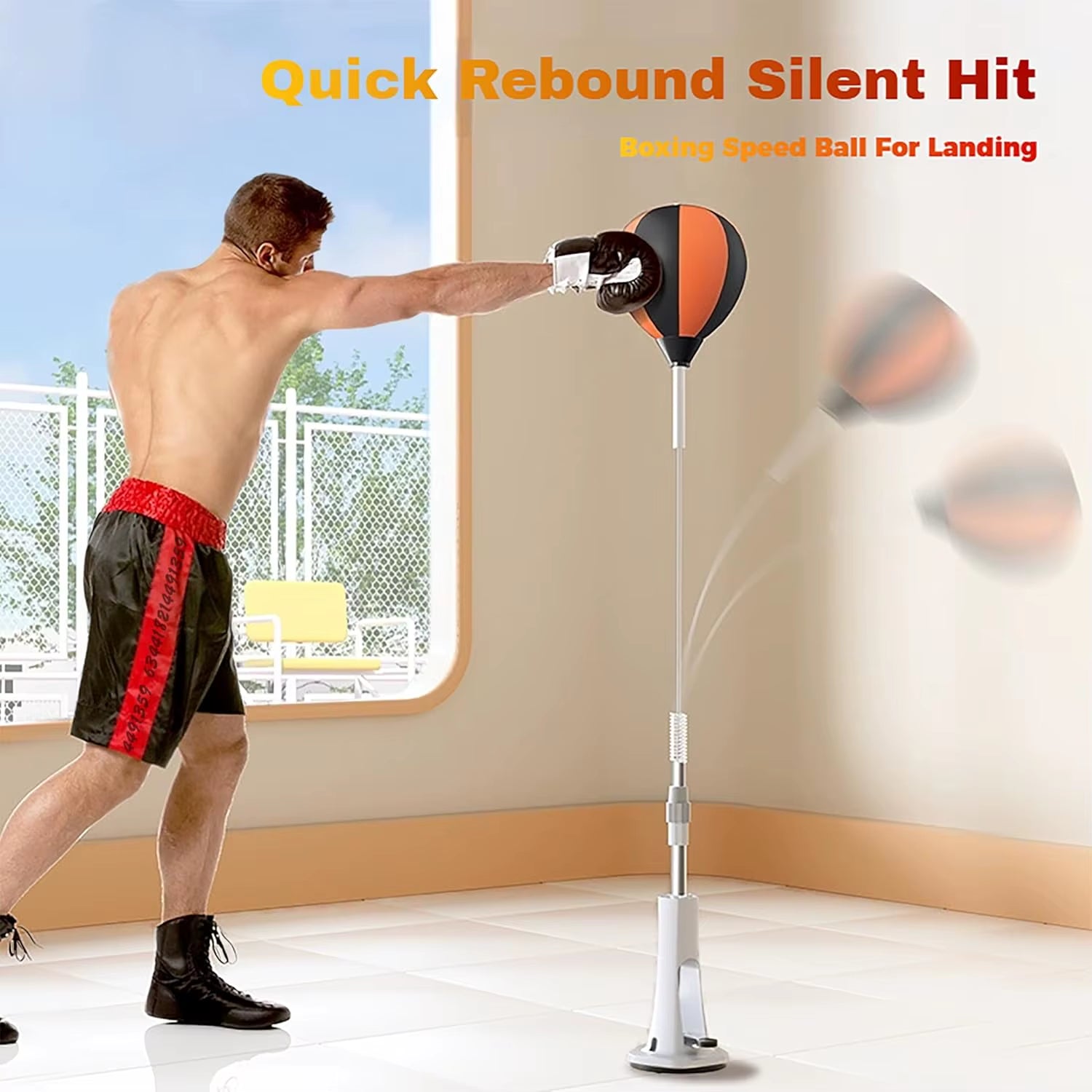 Inflatable Boxing Reflex Bag for Reaction & Aiming & Agility Training Home Fitness Equipment One-Click Installation Punching Bag