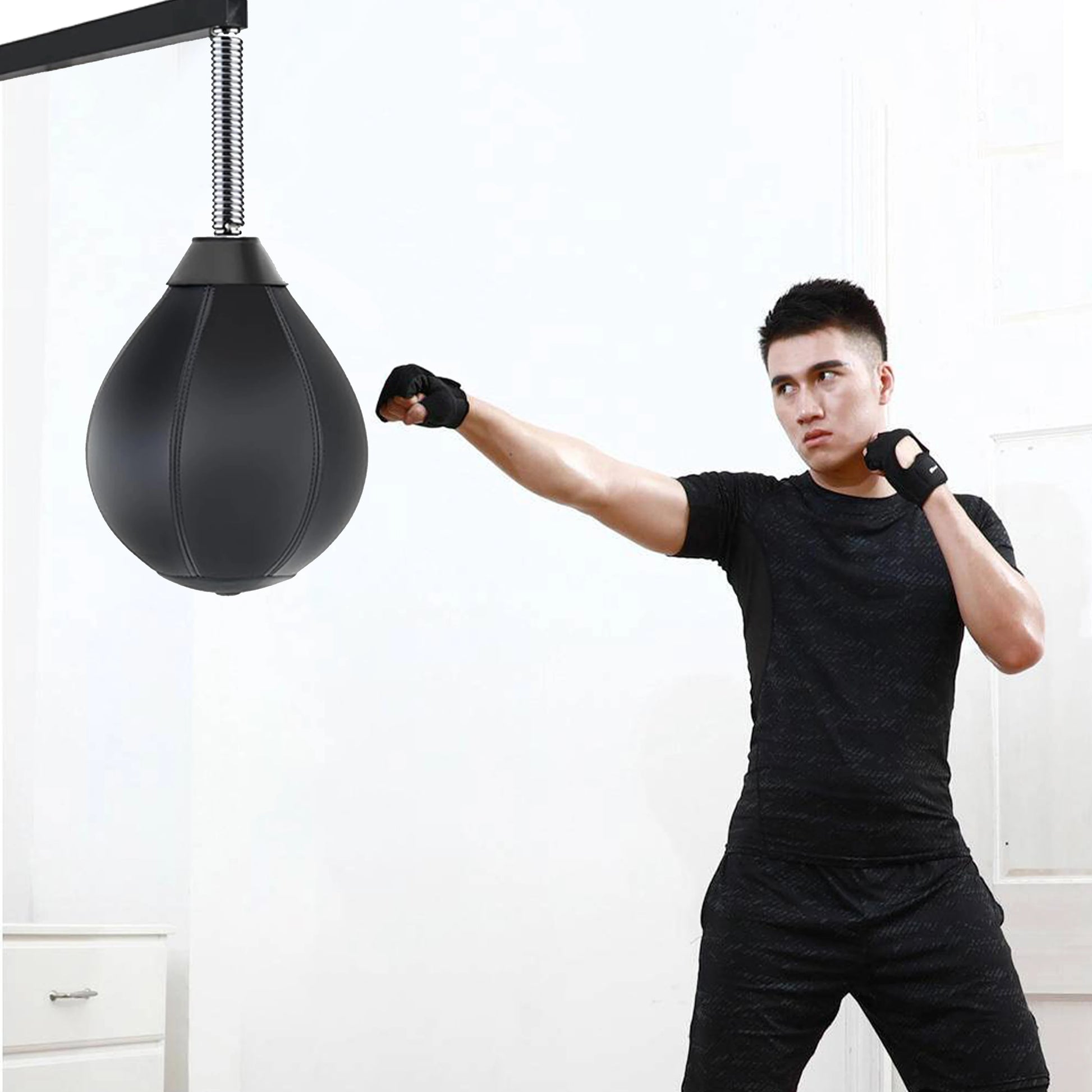No Drilling Boxing Speed Bag with Strong Suction Cup, Wall-Mount Punching Bag & Reflex Ball for Home Gym Fitness & Workouts