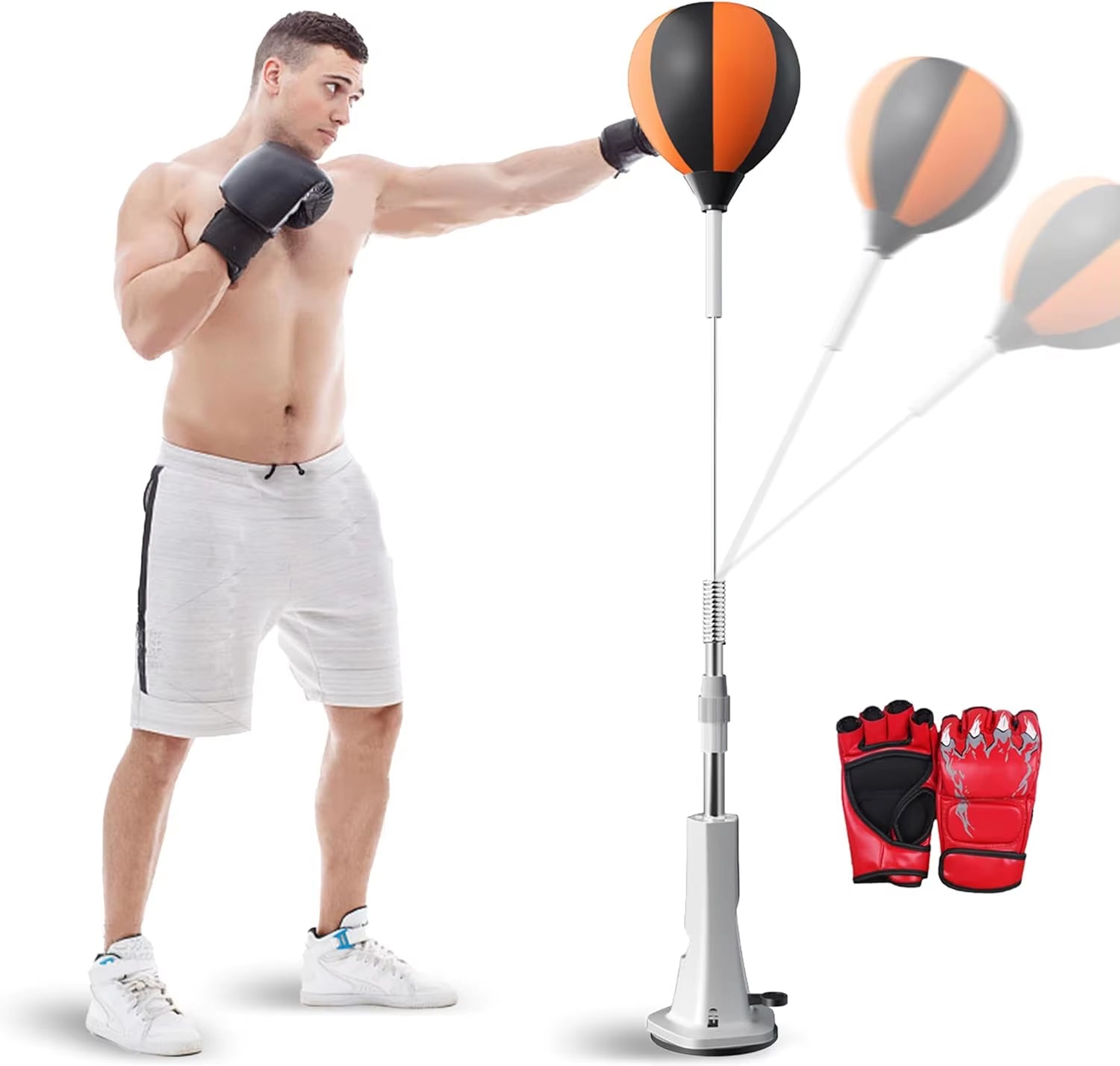 Inflatable Boxing Reflex Bag for Reaction & Aiming & Agility Training Home Fitness Equipment One-Click Installation Punching Bag